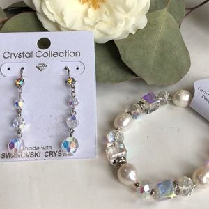Coordinating crystal earrings and bracelet